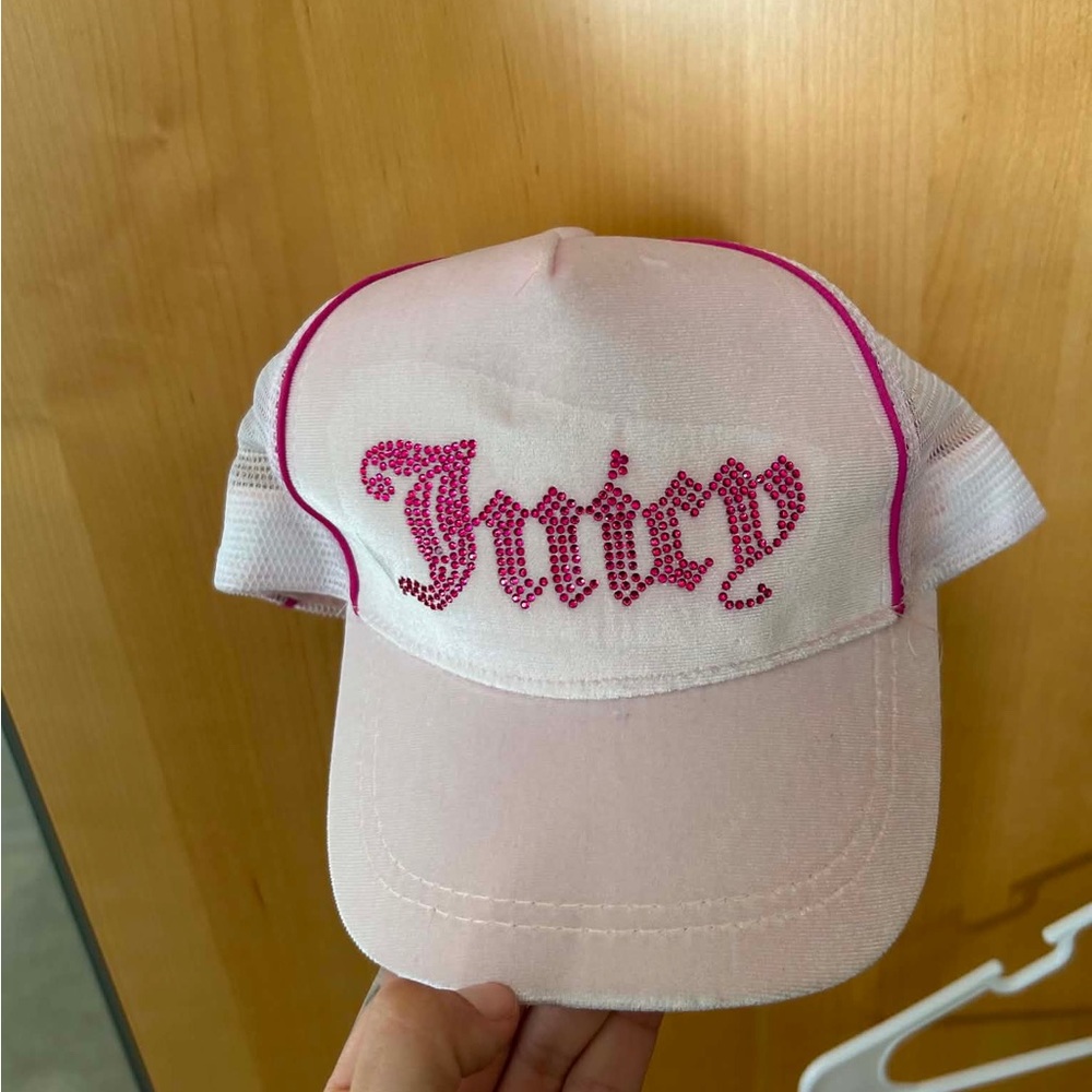 Y2K Juicy Couture Light Pink Rhinestone Logo Kids Cap